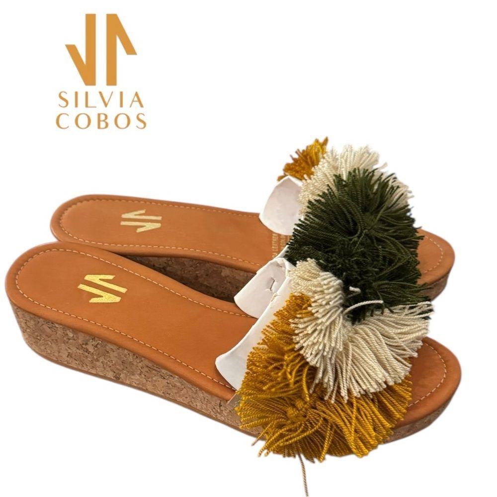 New Silvia Cobos Women's Mambo Wedge Fringe Tassels Sandals 8.5